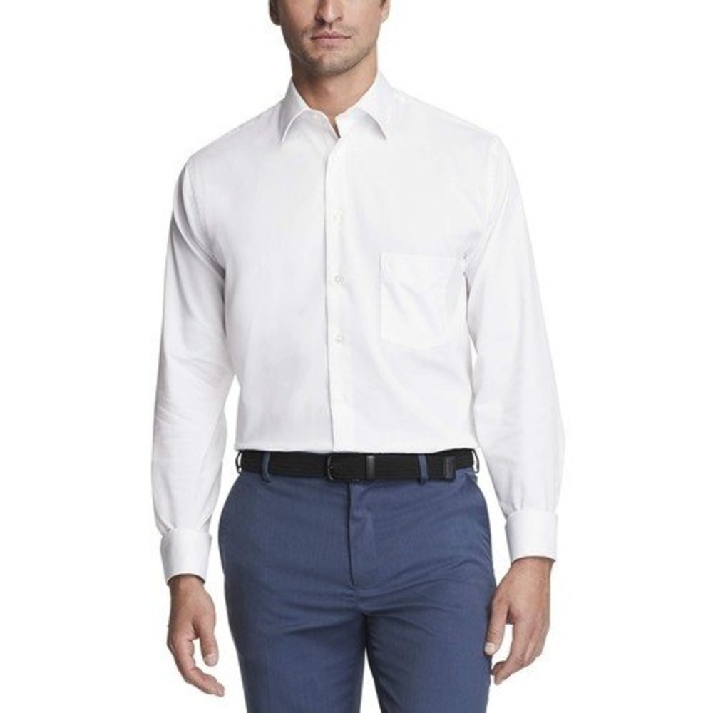 NWT Van Heusen Ultra Wrinkle Dress Shirt Mens 2XL White  Stretch Regular